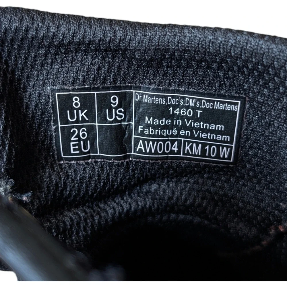 Dr Martens 1460 T Black Leather Ankle Boots Kids US 9 UK 8 Zip Up Lace‎ Up